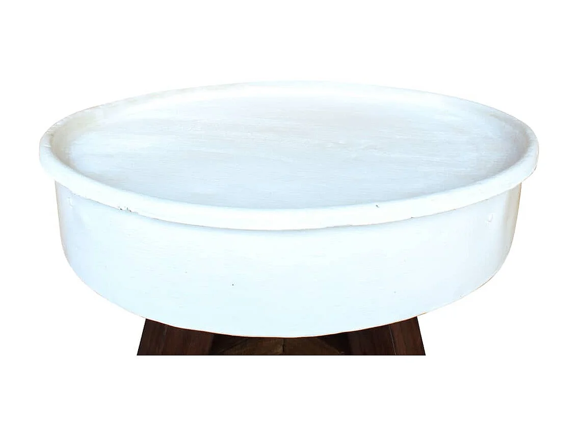 Mesa de centro 60x45 cm madeira recuperada maciça branco PT203056