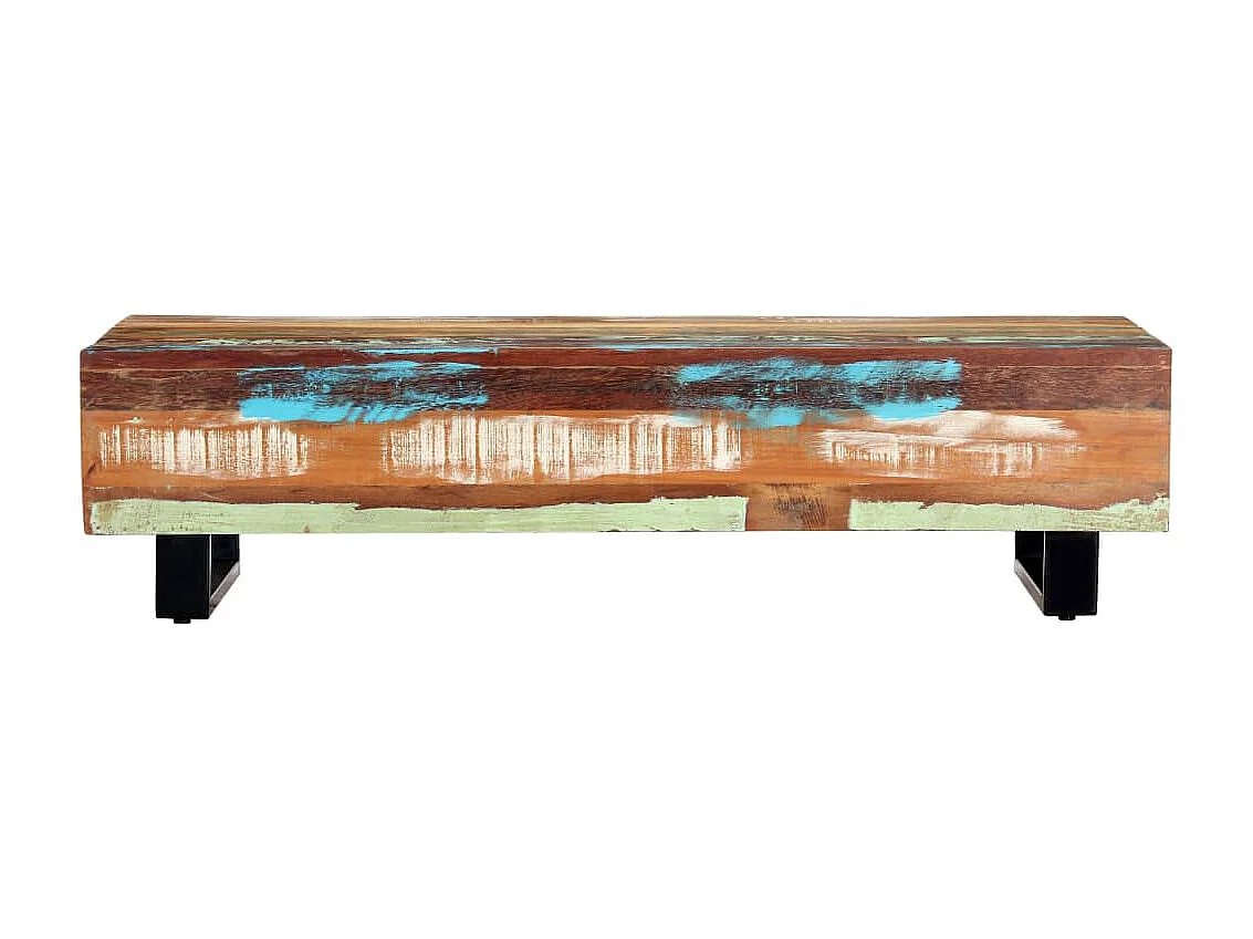 Mesa de centro 120x50x30 cm madeira recuperada maciça e aço PT179991