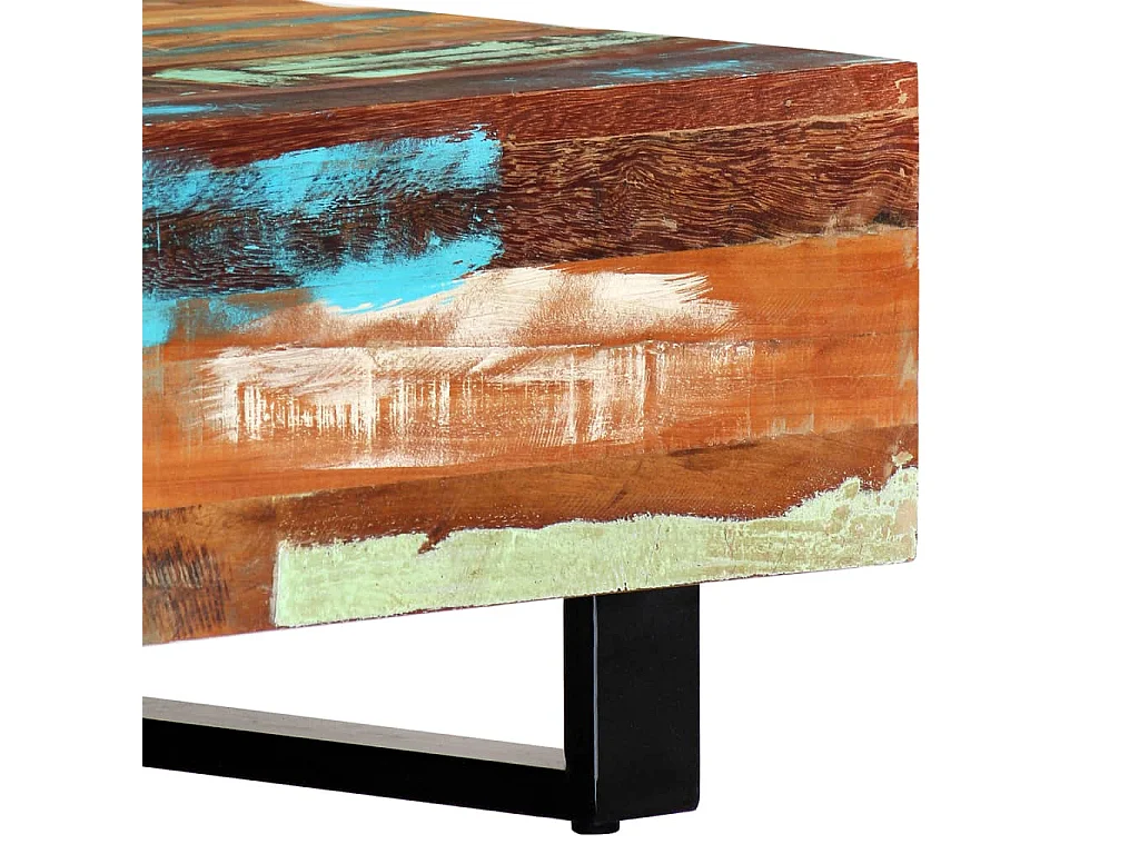 Mesa de centro 120x50x30 cm madeira recuperada maciça e aço PT179991