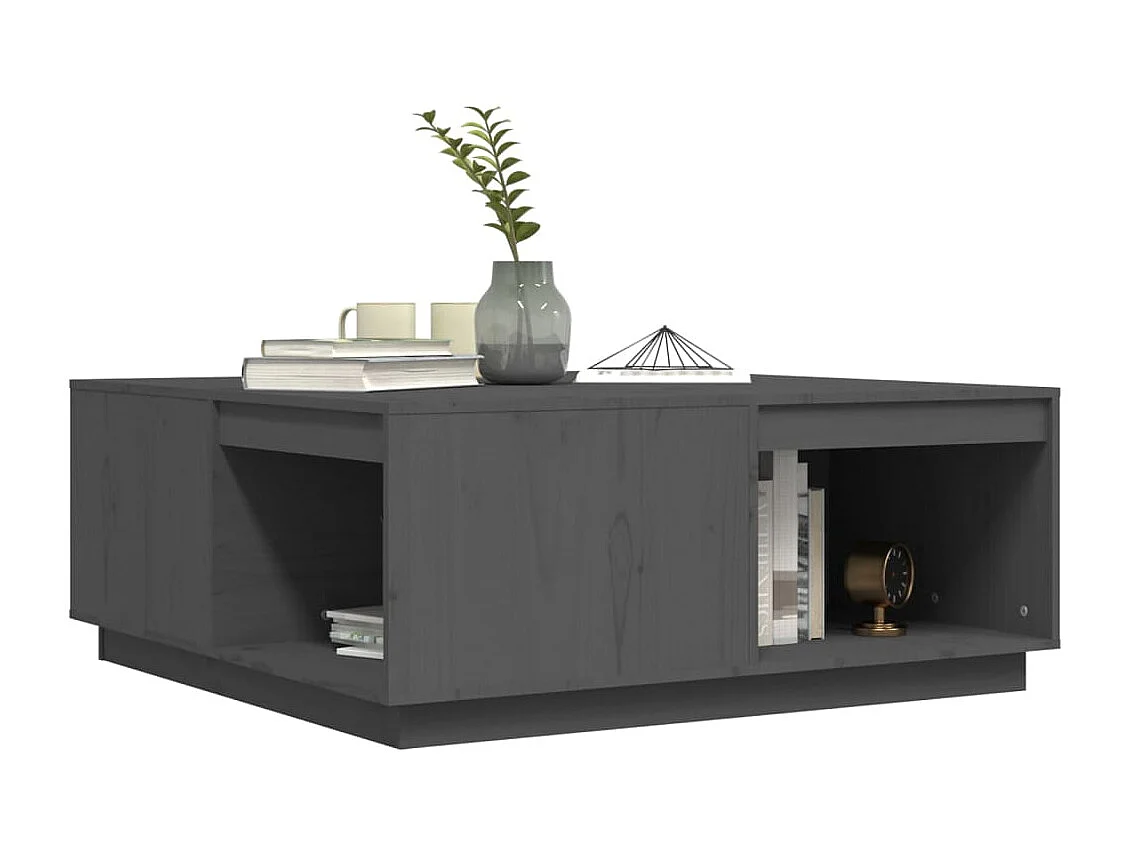 Mesa de centro madera maciza de pino gris 100x101x40,5 cm ES72696