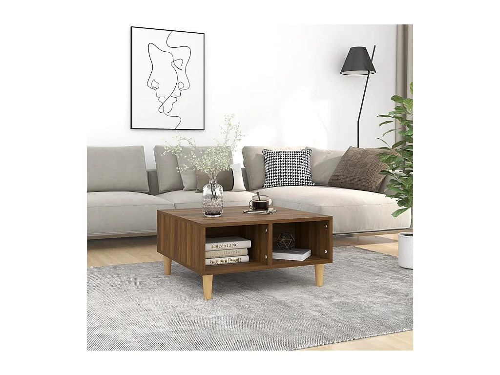 Table basse Chêne marron 60x60x30 cm Aggloméré OFR24856 BonneVie Meuble