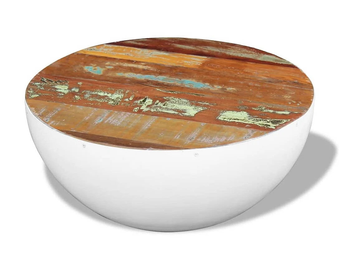 Mesa centro formato tigela 60x60x30 cm madeira reciclada maciça PT592959