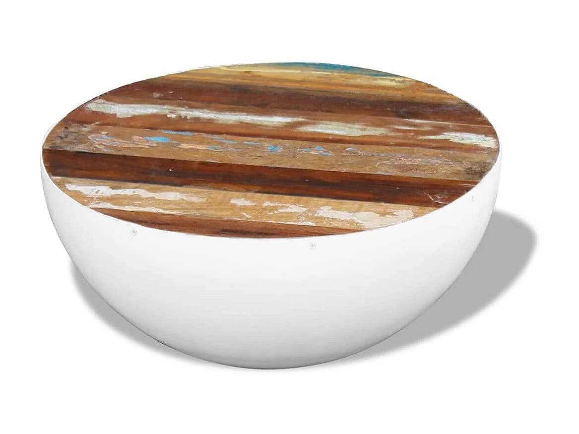 Table basse Forme de bol Bois de récupération massif 60x60x30cm OFR27851 BonneVie Meuble