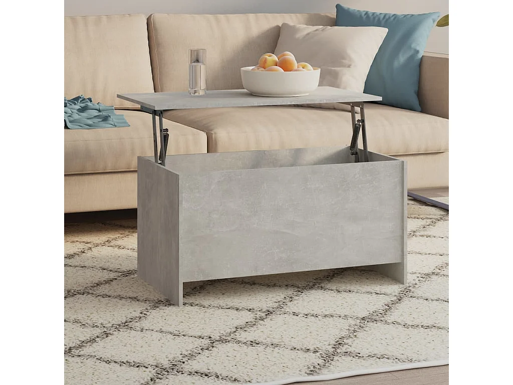 Table basse relevable Gris béton 102x55,5x52,5 cm Bois d'ingénierie OFR22344 BonneVie Meuble