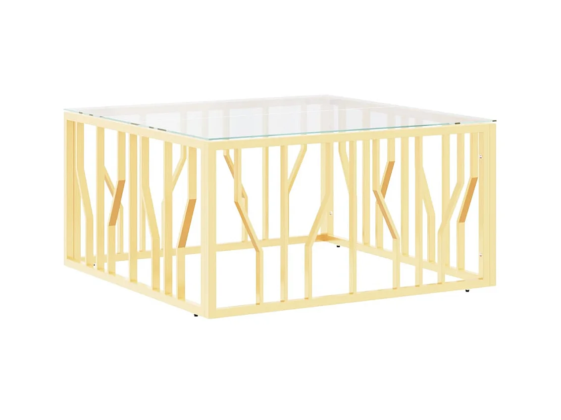 Salontafel 80x80x40 cm roestvrij staal en glas goudkleurig NL19998
