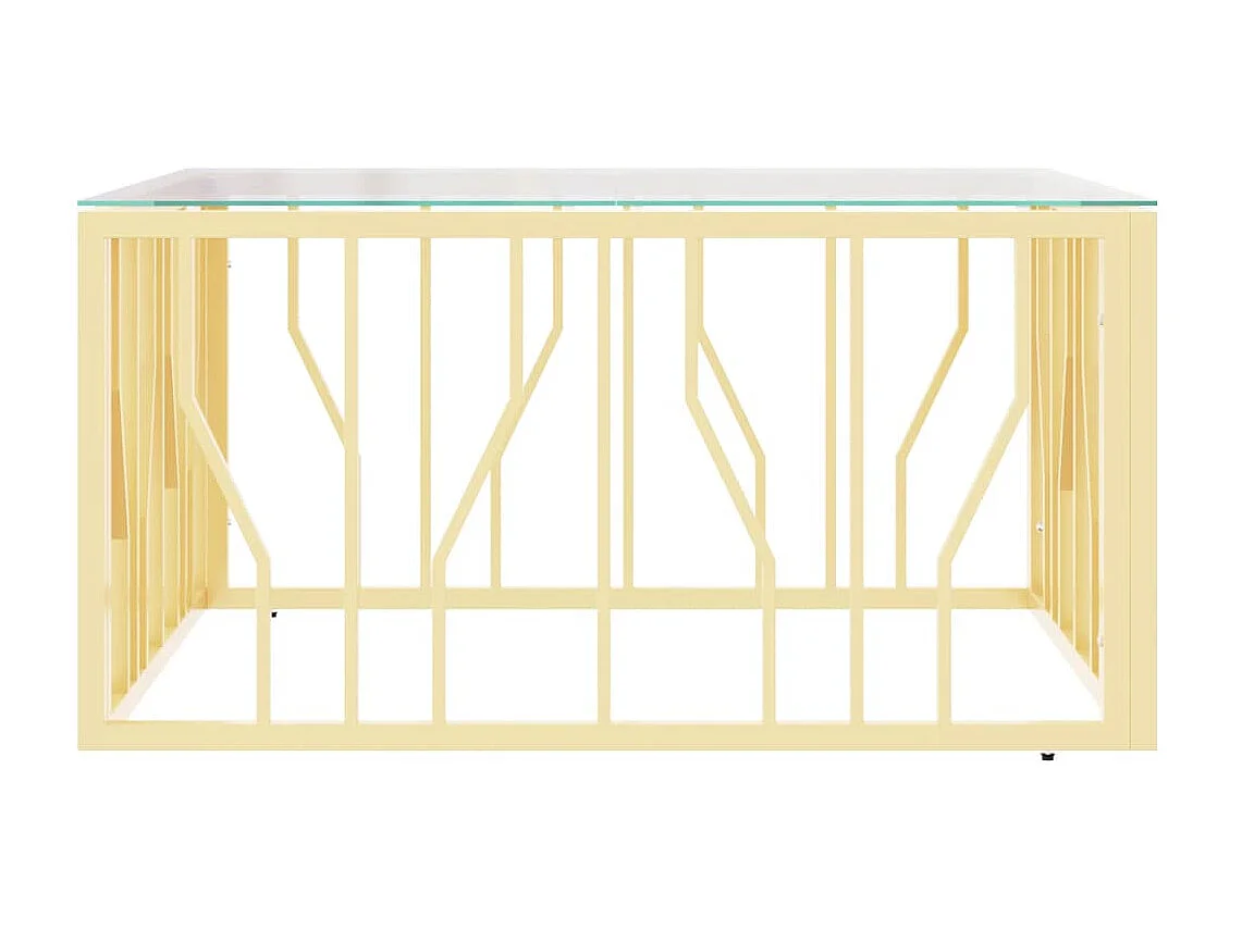 Table basse doré 80x80x40 cm acier inoxydable et verre OFR82320 BonneVie Meuble
