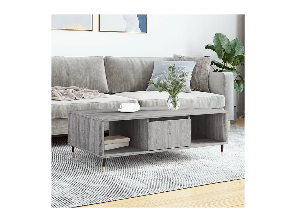 Table basse sonoma gris 104x60x35 cm bois d'ingénierie OFR61740 BonneVie Meuble