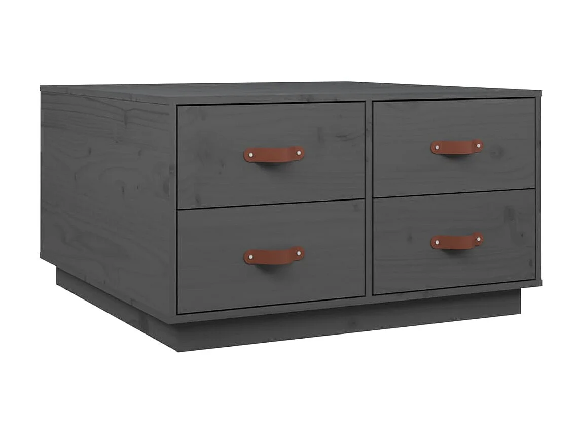 Mesa de centro 80x80x45 cm madeira de pinho maciça cinza PT242737