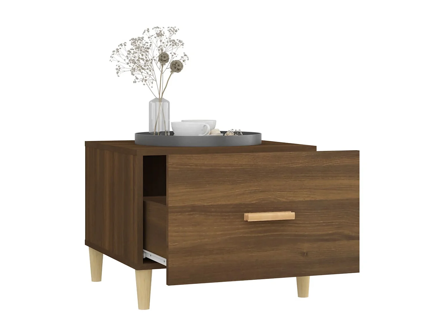 Mesa de centro madera contrachapada roble marrón 50x50x40 cm ES94064