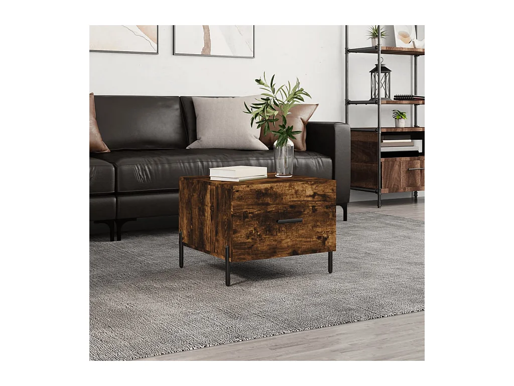 Table basse Chêne fumé 50x50x40 cm Bois d'ingénierie OFR35404 BonneVie Meuble