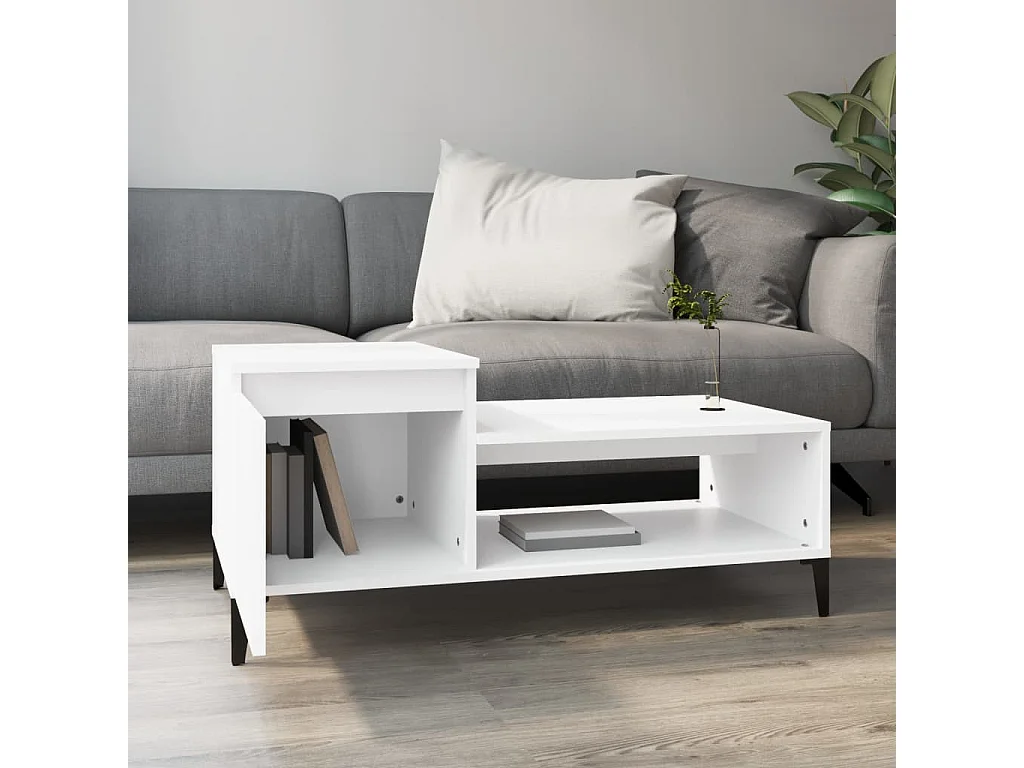 Mesa de centro madera contrachapada blanco 100x50x45 cm ES54469