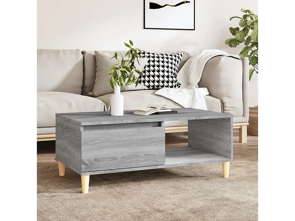 Table basse Sonoma gris 90x50x36,5 cm Bois d'ingénierie OFR64696 BonneVie Meuble