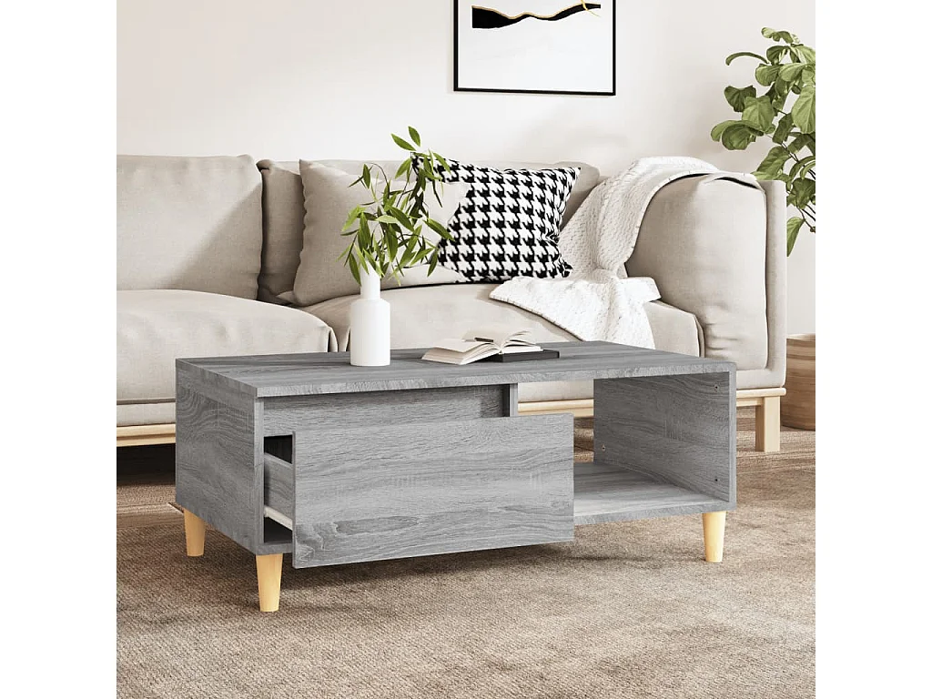 Table basse Sonoma gris 90x50x36,5 cm Bois d'ingénierie OFR64696 BonneVie Meuble