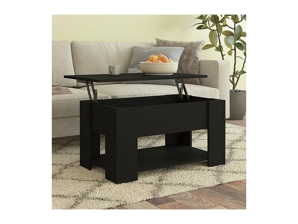 Table basse relevable Noir 79x49x41 cm Bois d'ingénierie OFR55812 BonneVie Meuble