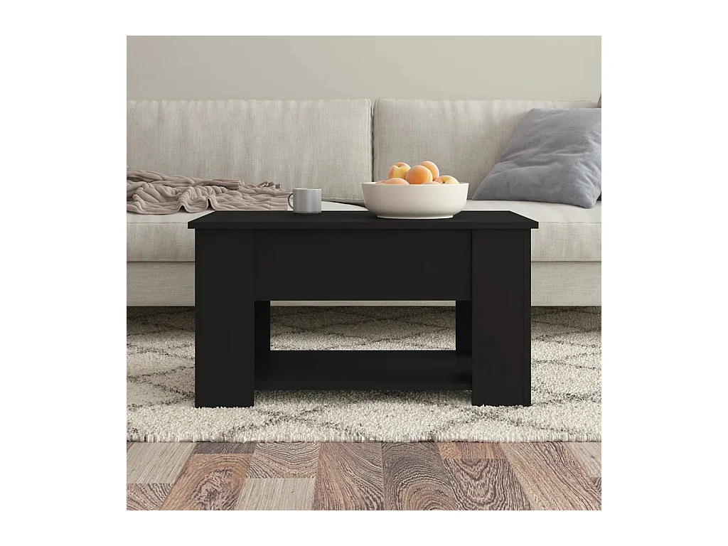 Mesa de centro madera de ingeniería negra 79x49x41 cm ES910907