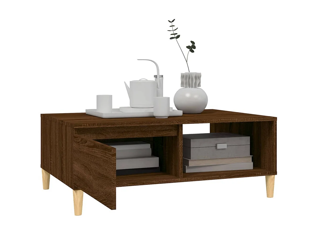 Mesa de centro 90x60x35 cm derivados madeira carvalho castanho PT728572