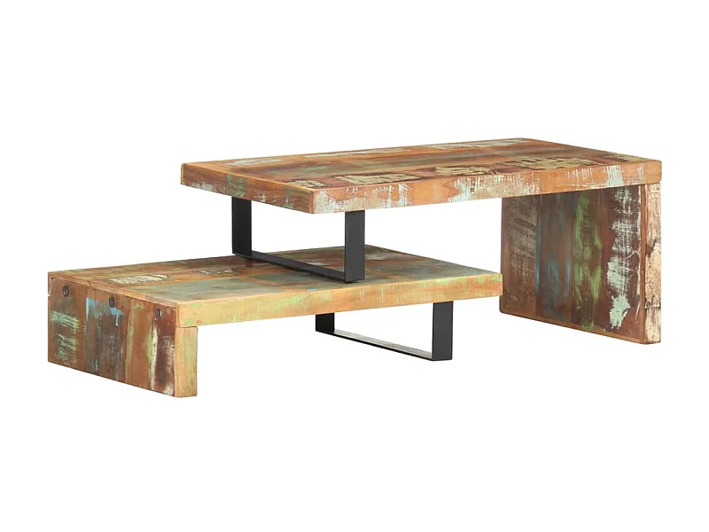 2 pcs conjunto de mesas de centro madeira recuperada maciça PT513526