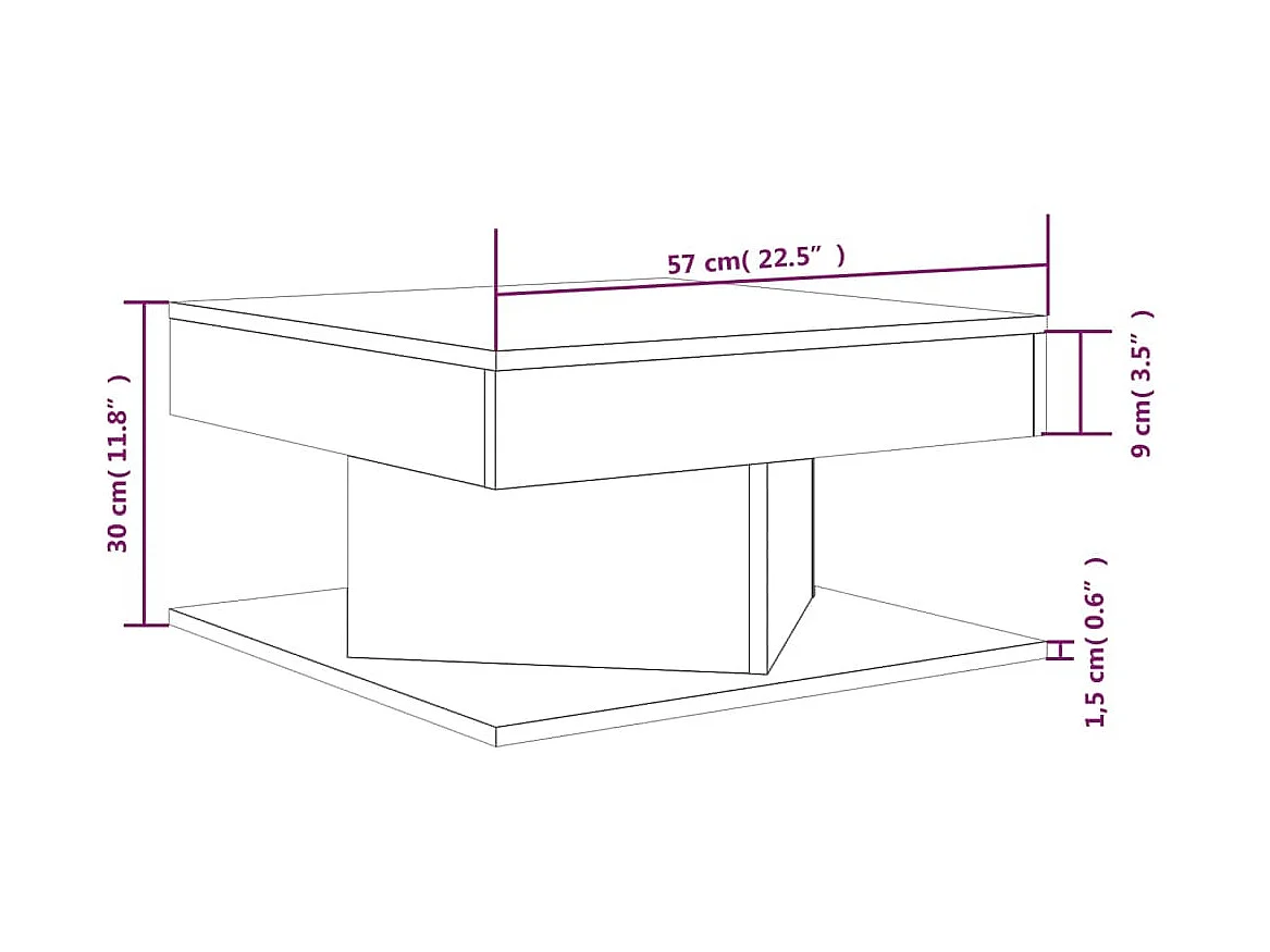 Salontafel 57x57x30 cm bewerkt hout gerookt eikenkleurig NL23159