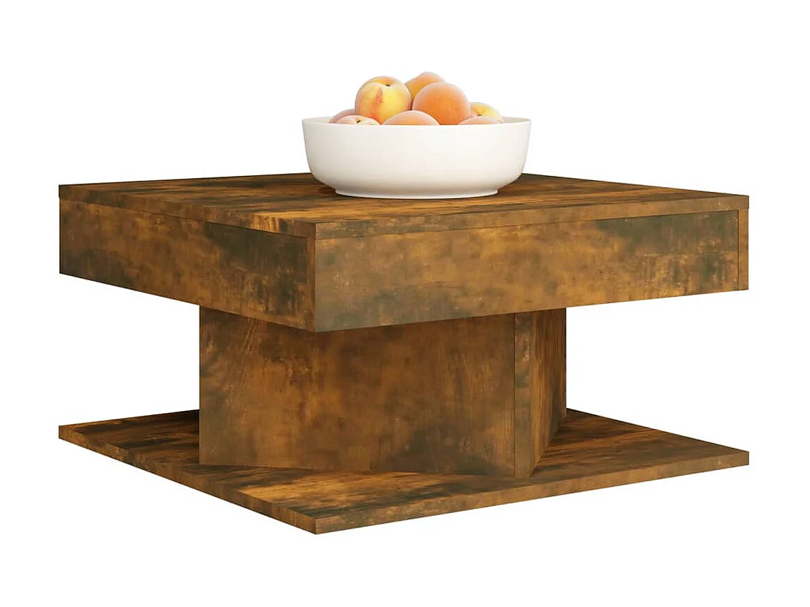 Mesa de centro madera contrachapada roble ahumado 57x57x30 cm ES47543