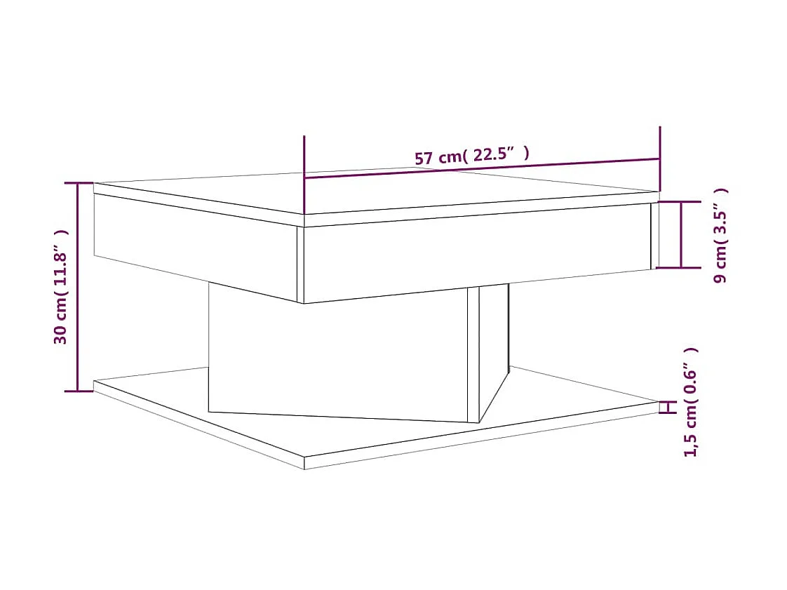 Mesa de centro madera contrachapada roble ahumado 57x57x30 cm ES47543