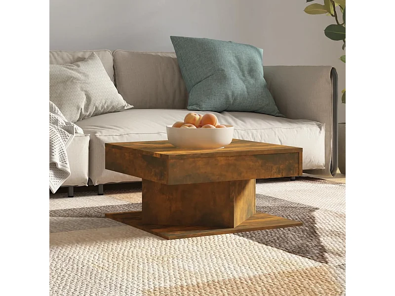 Mesa de centro madera contrachapada roble ahumado 57x57x30 cm ES47543