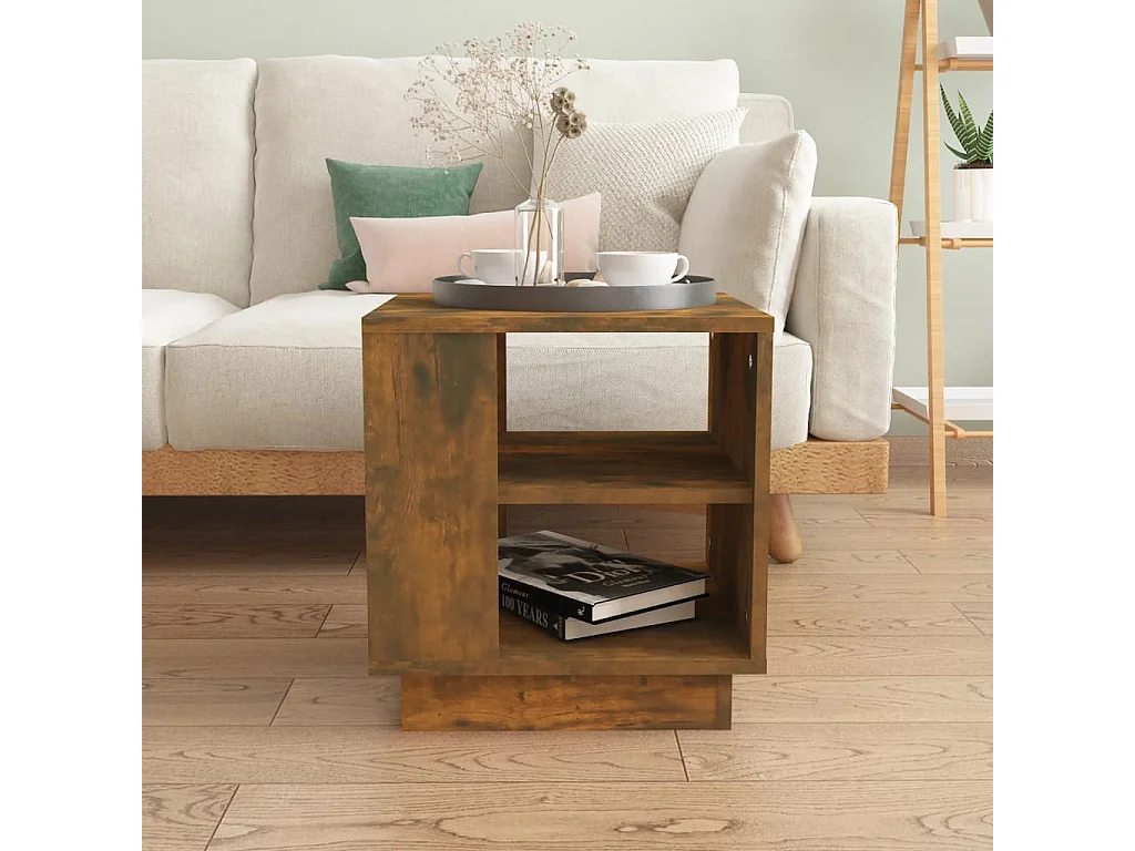 Table basse Chêne fumé 40x40x43 cm Bois d'ingénierie OFR76873 BonneVie Meuble