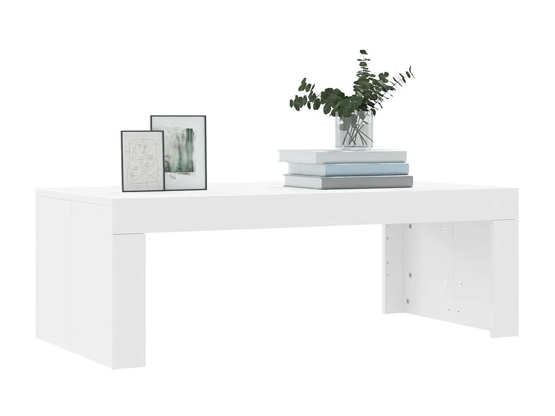 Table basse blanc 102x50x36 cm bois d'ingénierie OFR10310 BonneVie Meuble