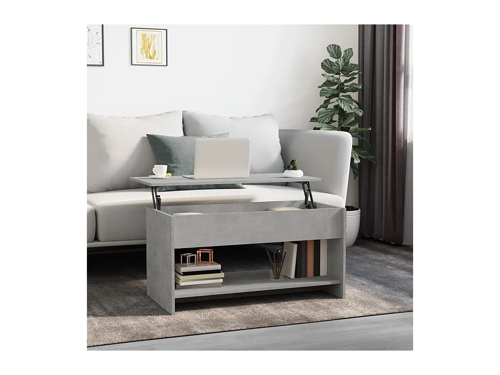 Table basse Gris béton 102x50x52,5 cm Bois d'ingénierie OFR44681 BonneVie Meuble
