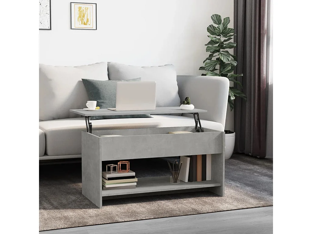 Table basse Gris béton 102x50x52,5 cm Bois d'ingénierie OFR44681 BonneVie Meuble