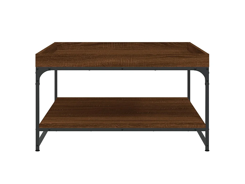 Mesa centro madera ingeniería y hierro roble marrón 80x80x45 cm ES42988