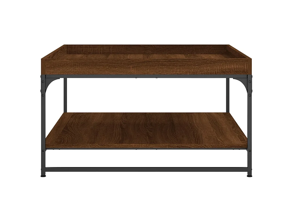 Mesa centro madera ingeniería y hierro roble marrón 80x80x45 cm ES42988