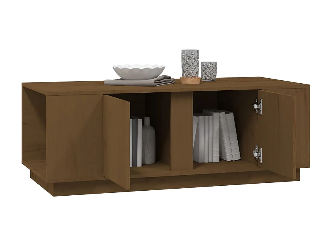 Mesa de centro madera maciza de pino marrón miel 110x50x40 cm ES63992