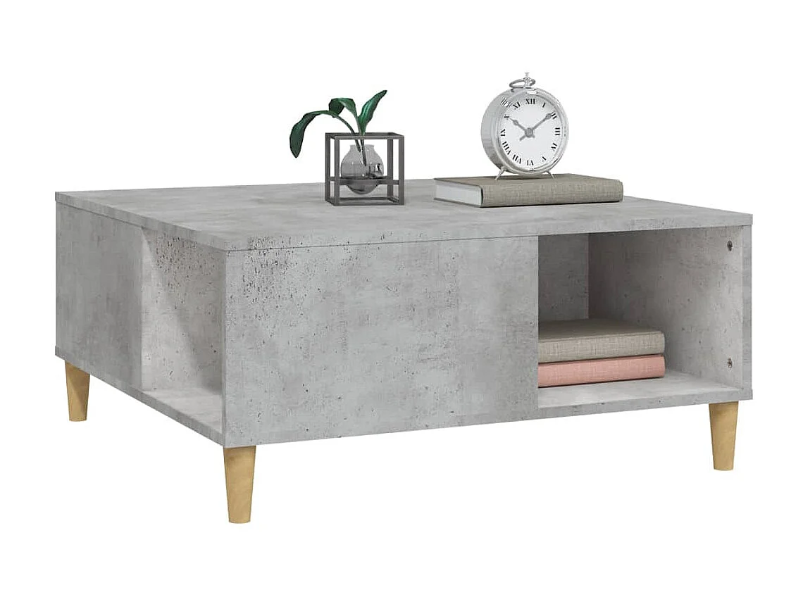 Table basse gris béton 80x80x36,5 cm bois d'ingénierie OFR38912 BonneVie Meuble