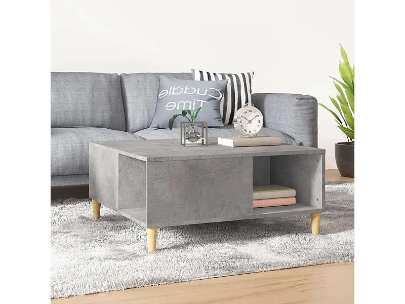 Table basse gris béton 80x80x36,5 cm bois d'ingénierie OFR38912 BonneVie Meuble