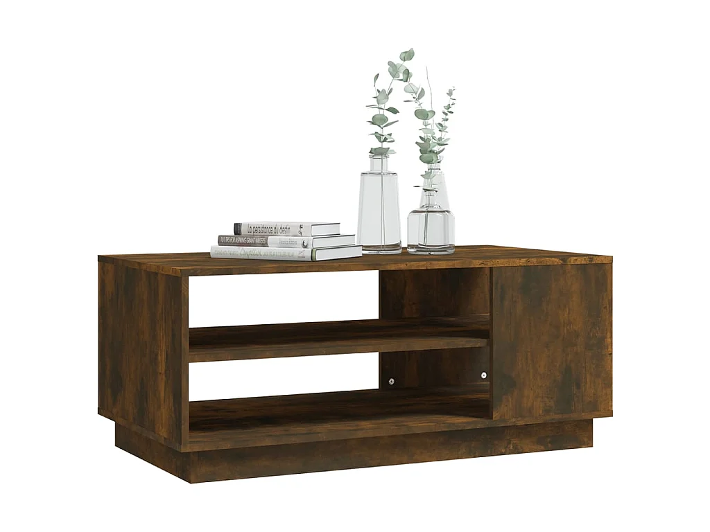 Table basse Chêne fumé 102x55x43 cm Aggloméré OFR58606 BonneVie Meuble