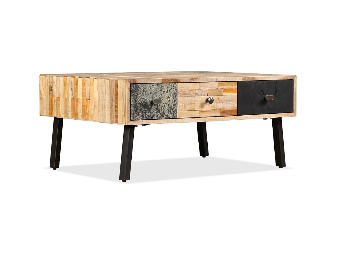 Table basse Teck de récupération massif 90 x 65 x 40 cm OFR56641 BonneVie Meuble