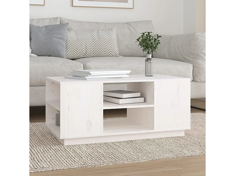 Mesa de centro 90x49x40,5 cm madeira de pinho maciça branco PT749540