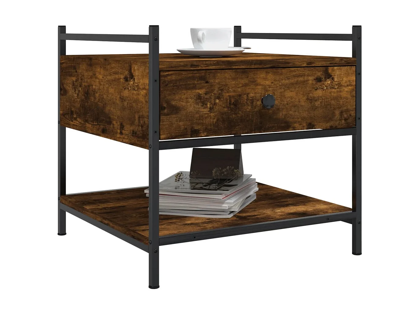 Mesa de centro 50x50x50 cm derivados de madeira carvalho fumado PT260395