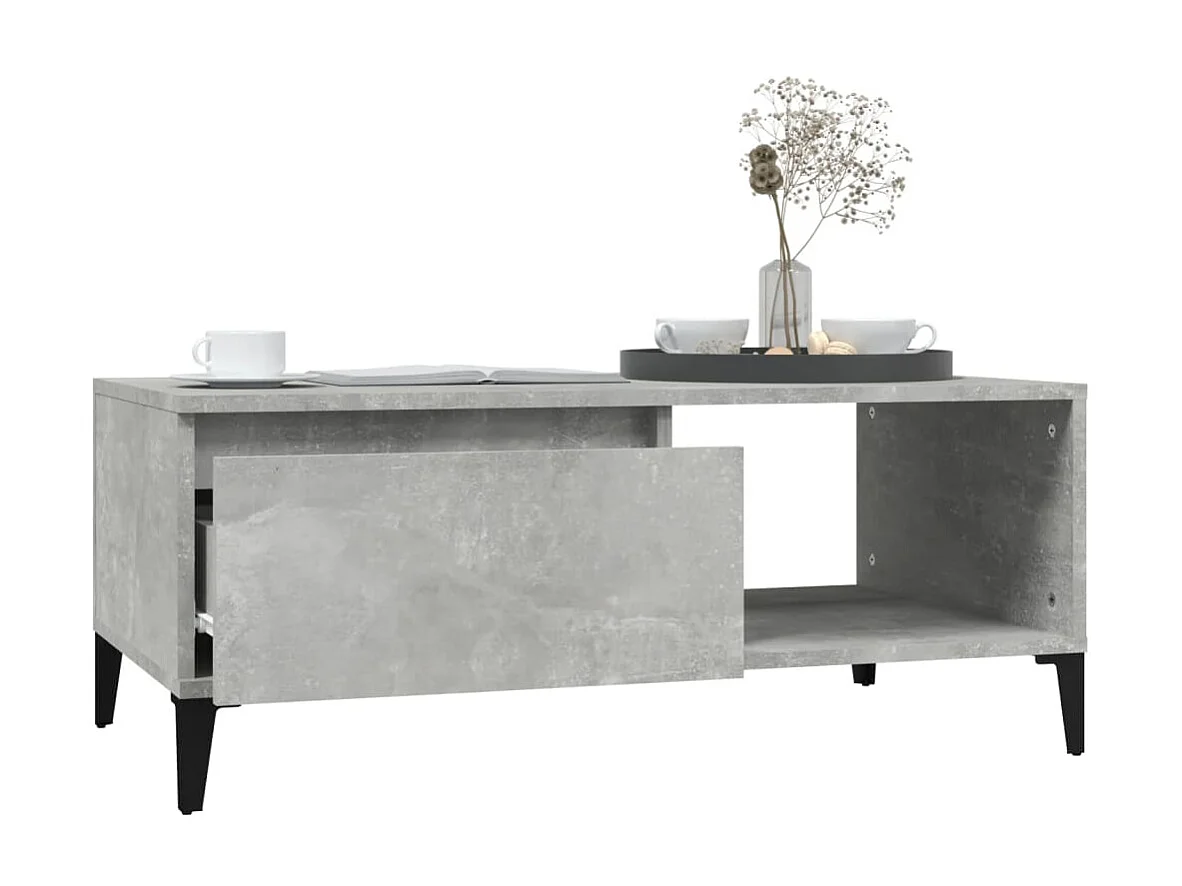 Table basse Gris béton 90x50x36,5 cm Bois d'ingénierie OFR38193 BonneVie Meuble