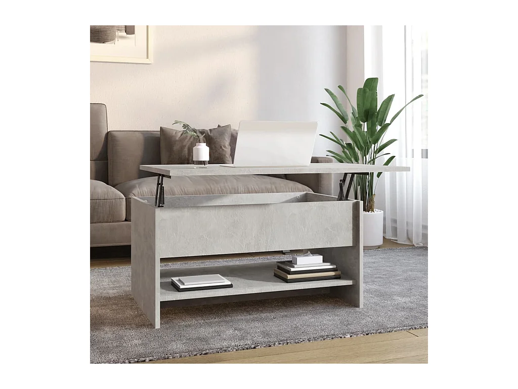 Table basse Gris béton 80x50x40 cm Bois d'ingénierie OFR64780 BonneVie Meuble