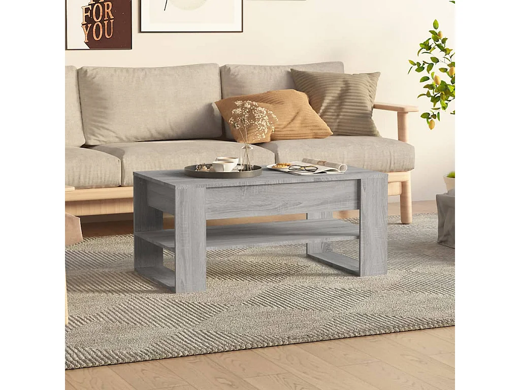 Mesa de centro madera contrachapada gris Sonoma 102x55x45 cm ES27656