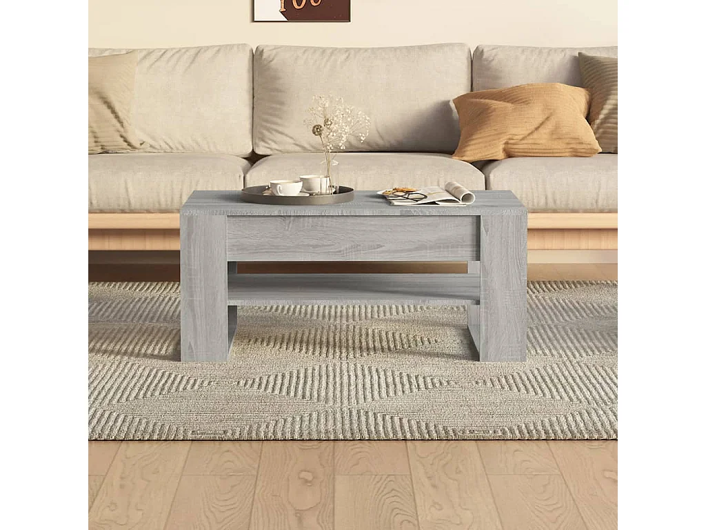 Table basse Sonoma gris 102x55x45 cm Bois d'ingénierie OFR78425 BonneVie Meuble
