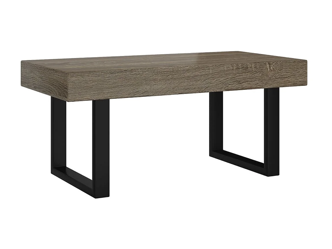 Table basse Gris et noir 90x45x40 cm MDF et fer OFR85244 BonneVie Meuble