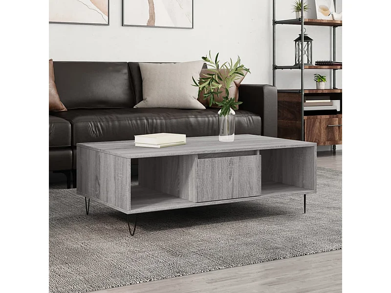 Salontafel 104x60x35 cm bewerkt hout grijs sonoma NL82323