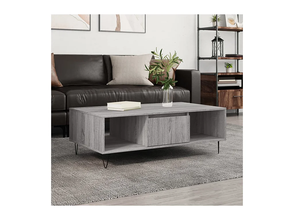 Table basse sonoma gris 104x60x35 cm bois d'ingénierie OFR87935 BonneVie Meuble
