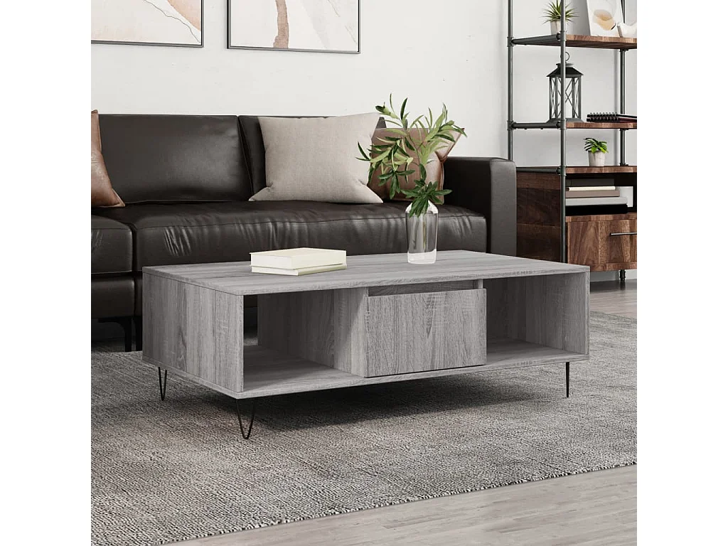 Table basse sonoma gris 104x60x35 cm bois d'ingénierie OFR87935 BonneVie Meuble
