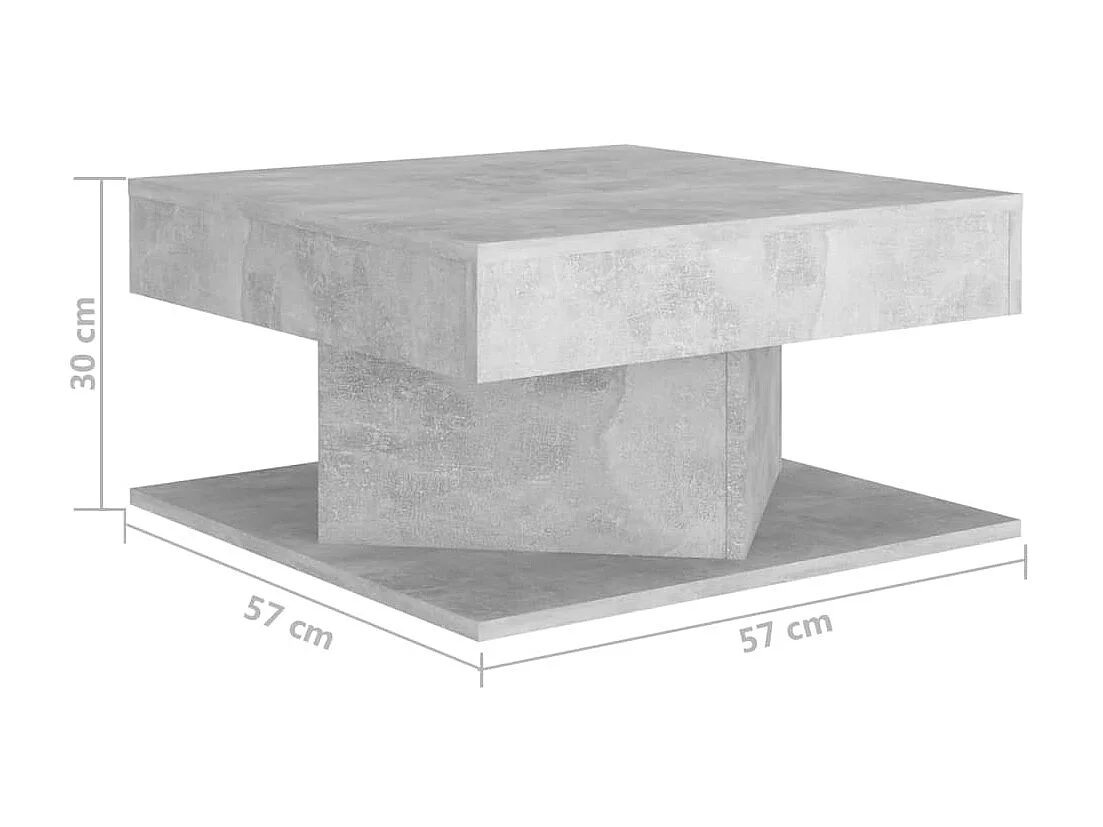 Table basse Gris béton 57x57x30 cm Aggloméré OFR69291 BonneVie Meuble