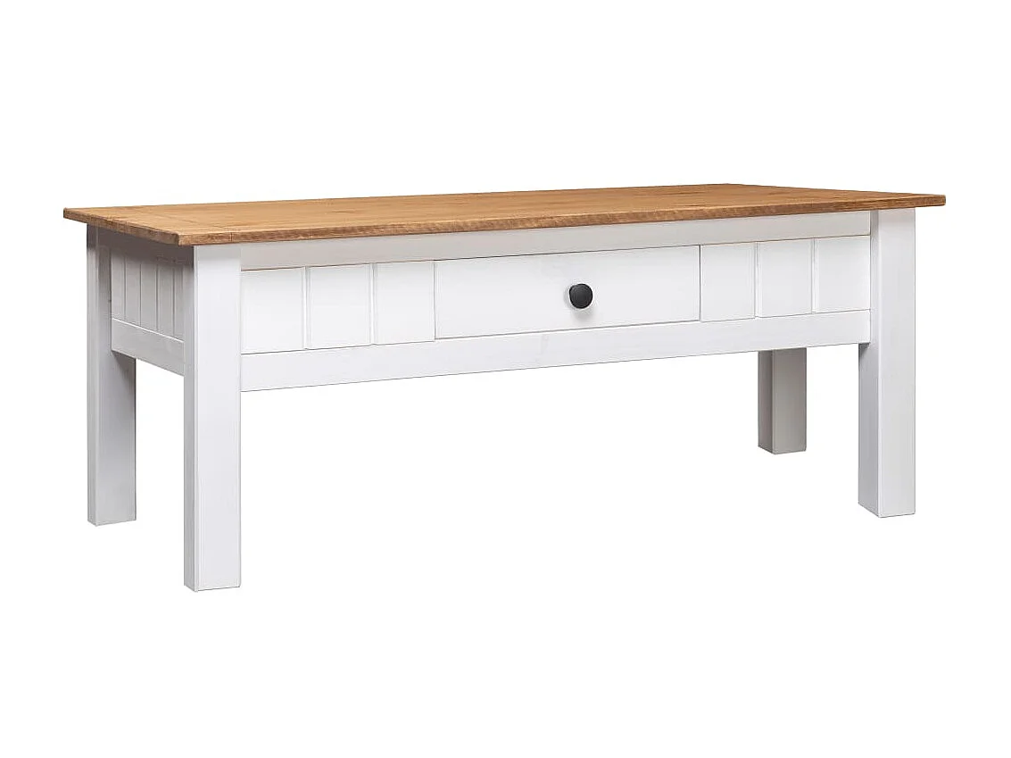Table basse Blanc 100x60x45 cm Pin massif Assortiment Panama OFR28408 BonneVie Meuble