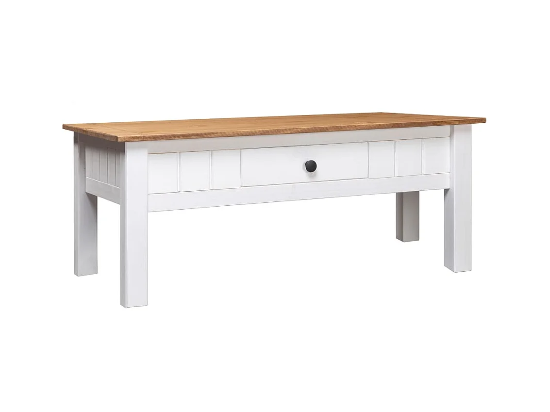 Table basse Blanc 100x60x45 cm Pin massif Assortiment Panama OFR28408 BonneVie Meuble