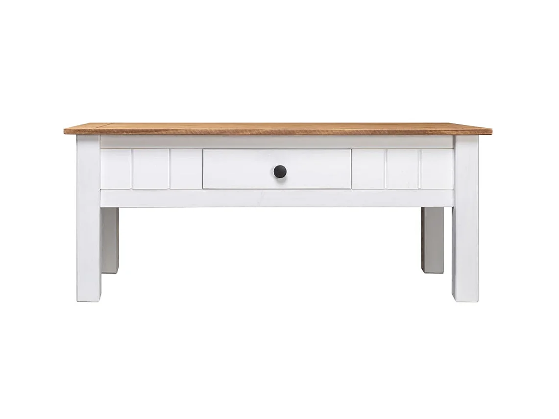Table basse Blanc 100x60x45 cm Pin massif Assortiment Panama OFR28408 BonneVie Meuble